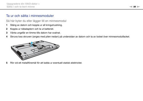 Sony VPCF11E4E - VPCF11E4E Istruzioni per l'uso Svedese