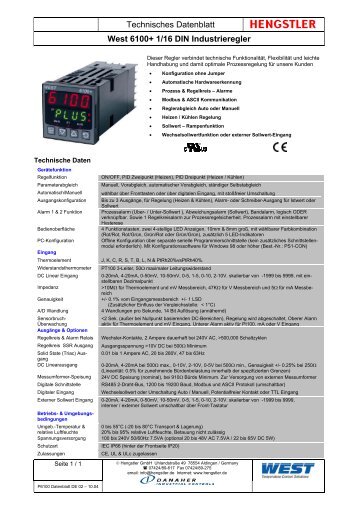 Technisches Datenblatt West 6100+ 1/16 DIN ... - Hengstler