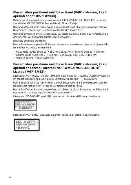 Sony SVS1512Z9E - SVS1512Z9E Documenti garanzia Lituano