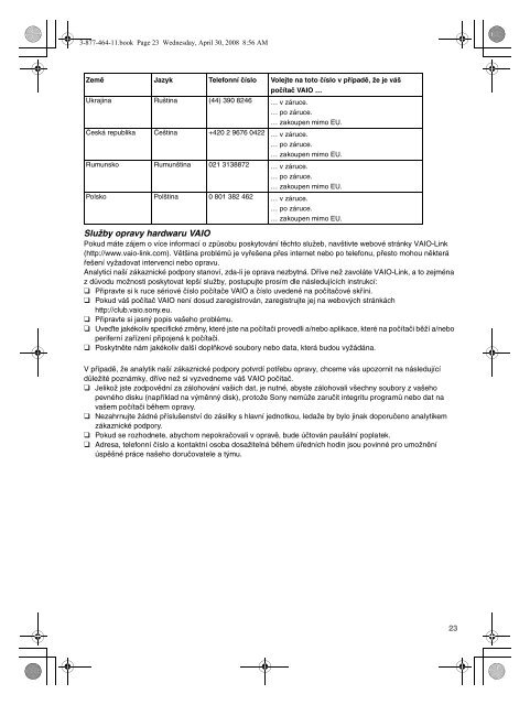 Sony VGN-NR31J - VGN-NR31J Documenti garanzia Polacco