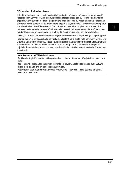 Sony VPCSB1V9R - VPCSB1V9R Documenti garanzia Finlandese