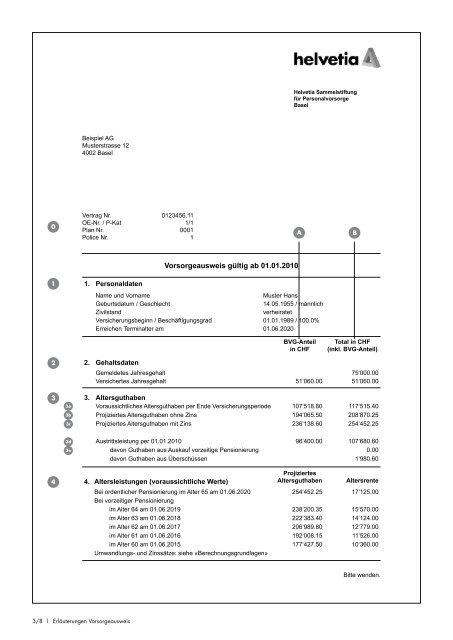 Der Vorsorgeausweis. Klarheit über Ihre ... - Helvetia