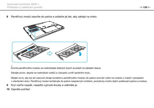 Sony VPCSA3S9E - VPCSA3S9E Istruzioni per l'uso Ceco