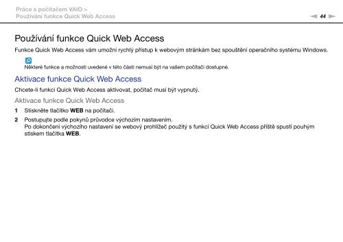 Sony VPCSA3S9E - VPCSA3S9E Istruzioni per l'uso Ceco