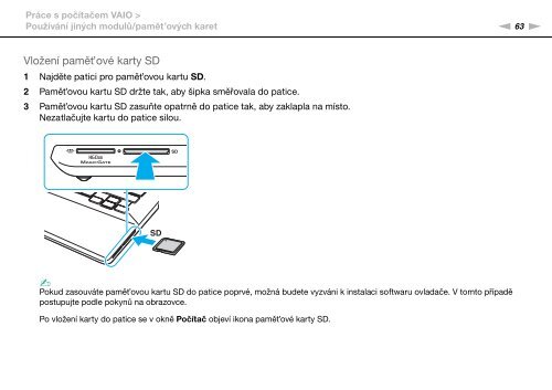 Sony VPCSA3S9E - VPCSA3S9E Istruzioni per l'uso Ceco