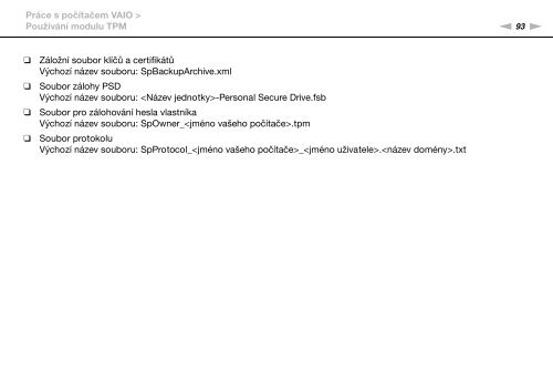 Sony VPCSA3S9E - VPCSA3S9E Istruzioni per l'uso Ceco