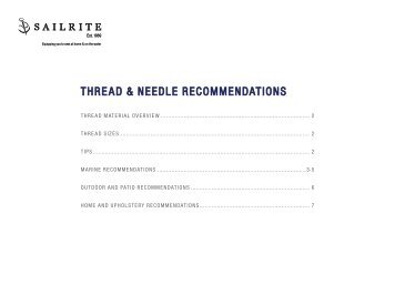 THREAD & NEEDLE RECOMMENDATIONS