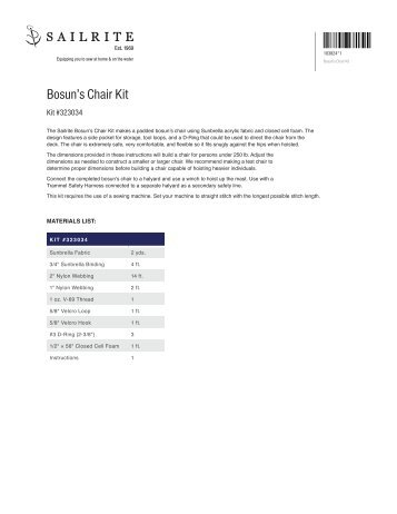 Bosun’s Chair Kit