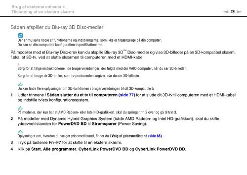 Sony VPCCB3S1R - VPCCB3S1R Istruzioni per l'uso Danese
