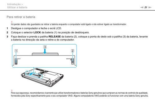 Sony VPCCB3S1R - VPCCB3S1R Istruzioni per l'uso Portoghese