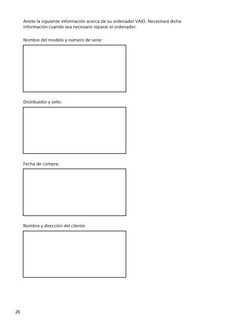 Sony SVS1513V9R - SVS1513V9R Documenti garanzia Spagnolo