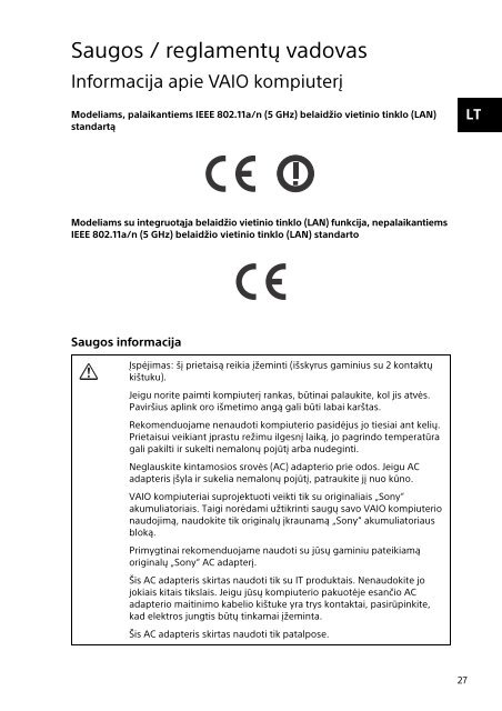 Sony SVP1321B4E - SVP1321B4E Documenti garanzia Estone