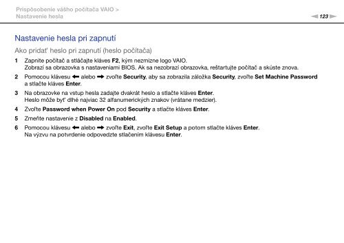 Sony VPCSE1E1E - VPCSE1E1E Istruzioni per l'uso Slovacco