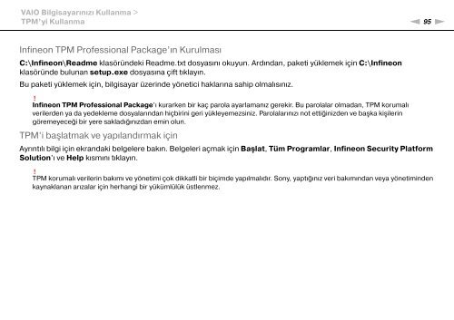 Sony VPCSE1E1E - VPCSE1E1E Istruzioni per l'uso Turco
