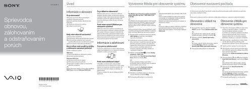 Sony VPCSE1E1E - VPCSE1E1E Guida alla risoluzione dei problemi Slovacco