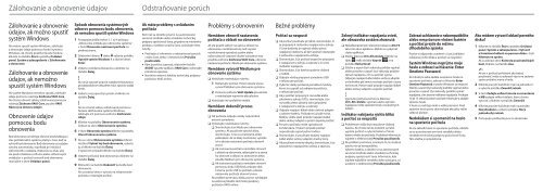 Sony VPCSE1E1E - VPCSE1E1E Guida alla risoluzione dei problemi Slovacco