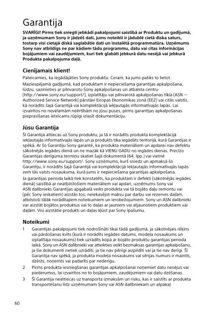 Sony VPCSB4Z9E - VPCSB4Z9E Documenti garanzia Ucraino