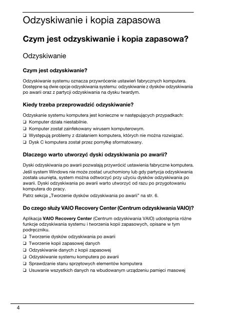 Sony VGN-SR59VG - VGN-SR59VG Guida alla risoluzione dei problemi Polacco