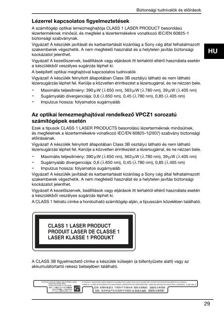 Sony VPCJ12M1E - VPCJ12M1E Documenti garanzia Ungherese