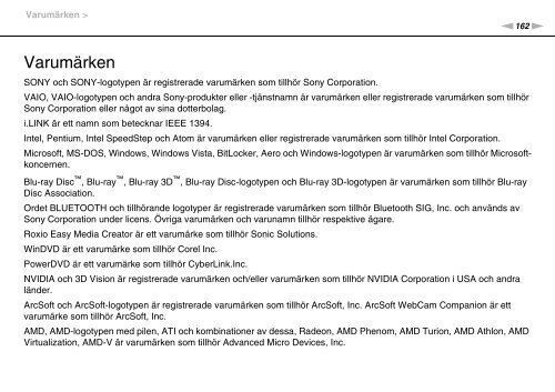 Sony VPCCA3X1R - VPCCA3X1R Istruzioni per l'uso Svedese