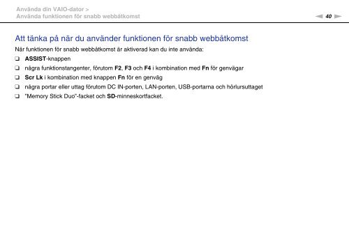 Sony VPCCA3X1R - VPCCA3X1R Istruzioni per l'uso Svedese