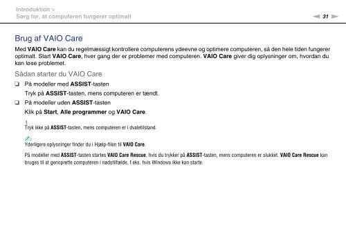 Sony VPCCA3X1R - VPCCA3X1R Istruzioni per l'uso Danese