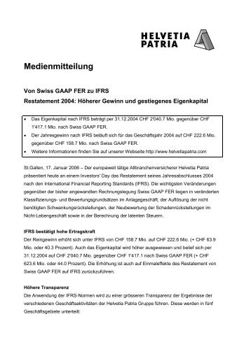 Medienmitteilung IFRS- d - Helvetia