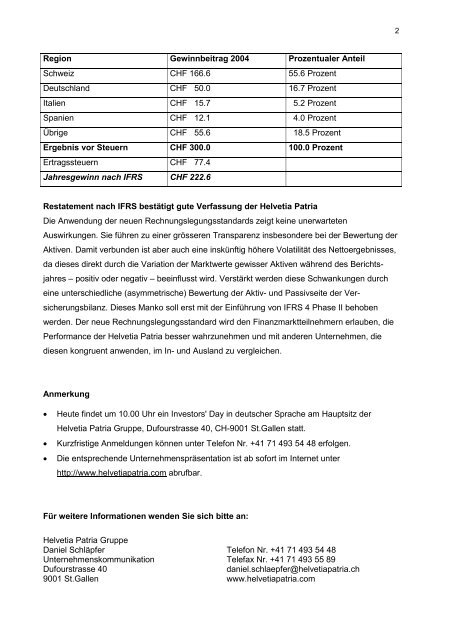 Medienmitteilung IFRS- d - Helvetia