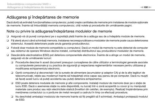 Sony VPCCA4S1E - VPCCA4S1E Istruzioni per l'uso Rumeno