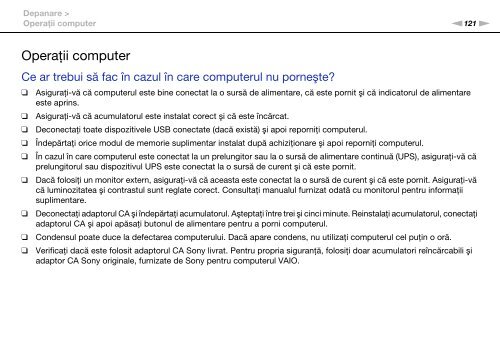 Sony VPCCA4S1E - VPCCA4S1E Istruzioni per l'uso Rumeno