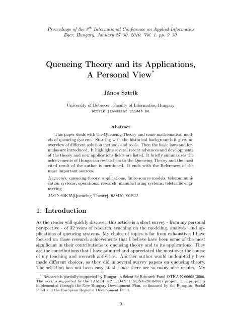 Queueing Theory and its Applications, A Personal View*