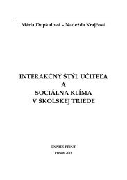 Interakčný štýl učiteľa a sociálna klíma školskej triedy