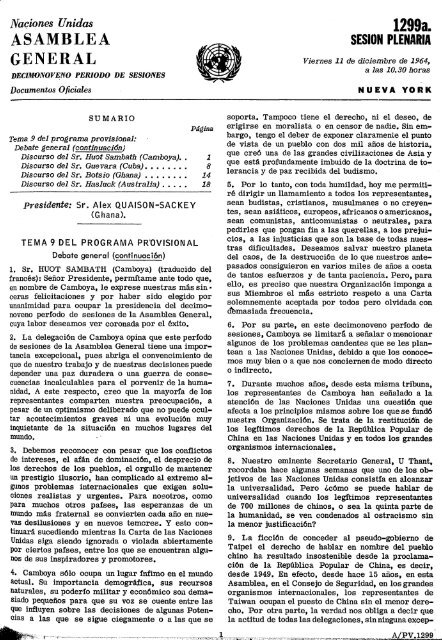 Discurso pronunciado por el Comandante Ernesto Che Guevara como representante de la República de Cuba en la Asamblea General de las Naciones Unidas (11 de diciembre de 1964)