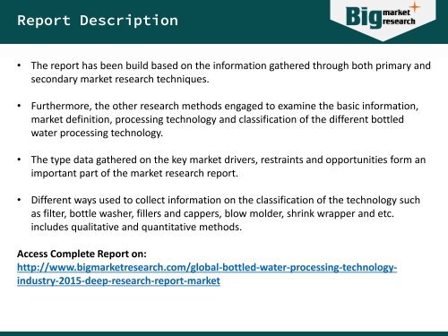 Bottled Water Processing Technology Industry Analysis and Applications 2015