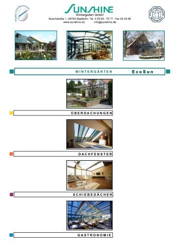 Prospekt EcoSun-Ausstattung für Ihren Wintergarten