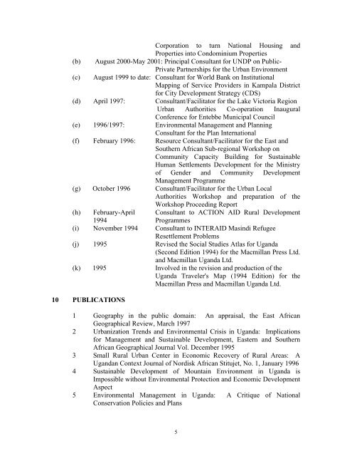 curriculum vitae for dr hannington sengendo name - Makerere ...