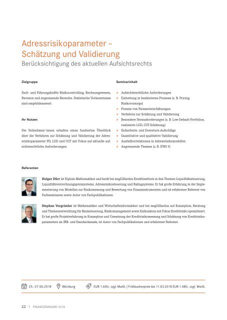 2018 | Seminarkatalog | Finanzen