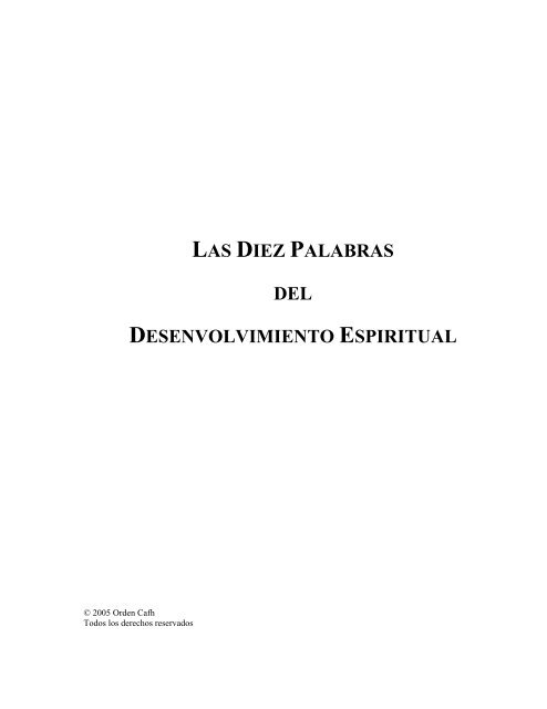 Las Diez Palabras del Desenvolvimiento Espiritual - Cafh.org