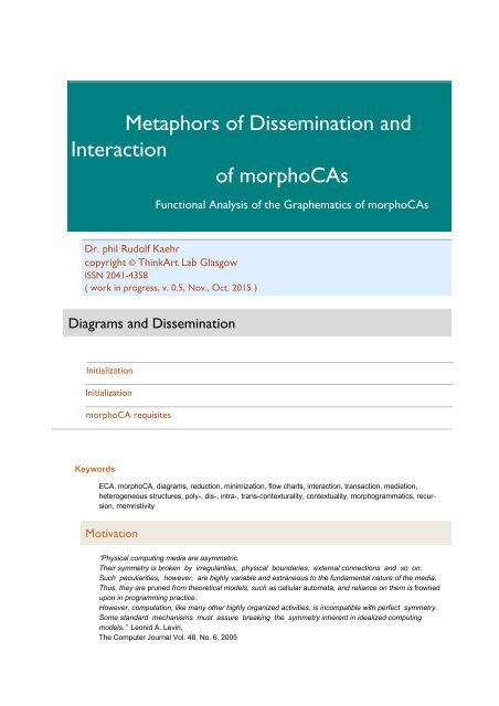 Metaphors of Dissemination and Interaction of morphoCAs