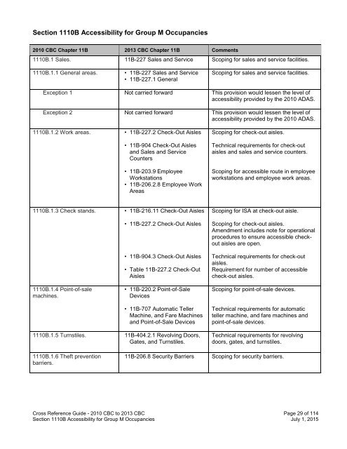 CROSS REFERENCE GUIDE ACCESSIBILITY PROVISIONS 2010 CBC to 2013 CBC