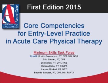 Core Competencies for Entry-Level Practice in Acute Care Physical Therapy