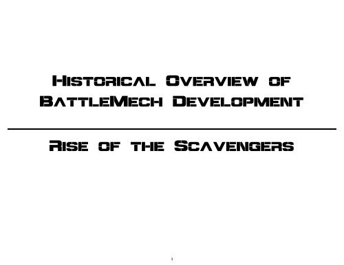 Technical readout 2866 Rise of the Scavengers