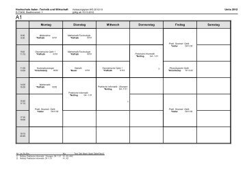 Semester aller Studiengänge - Hochschule Aalen