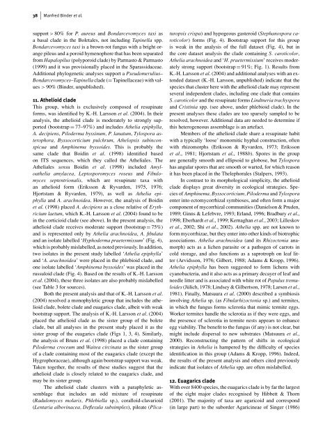 The phylogenetic distribution of resupinate forms across the major ...