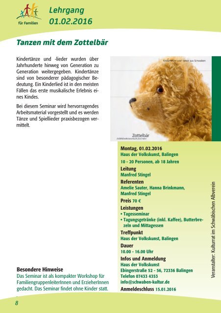 Familien-Programme 2016 im Schwäbischen Albverein.