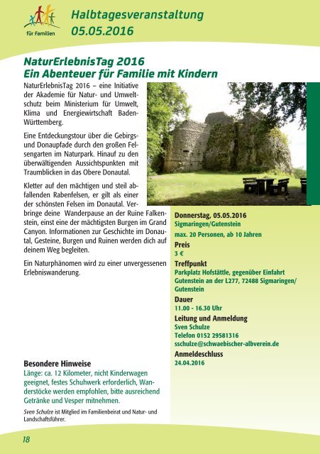 Familien-Programme 2016 im Schwäbischen Albverein.