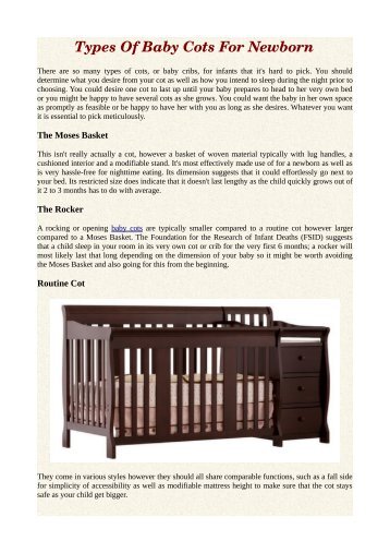 Types Of Baby Cots For Newborn