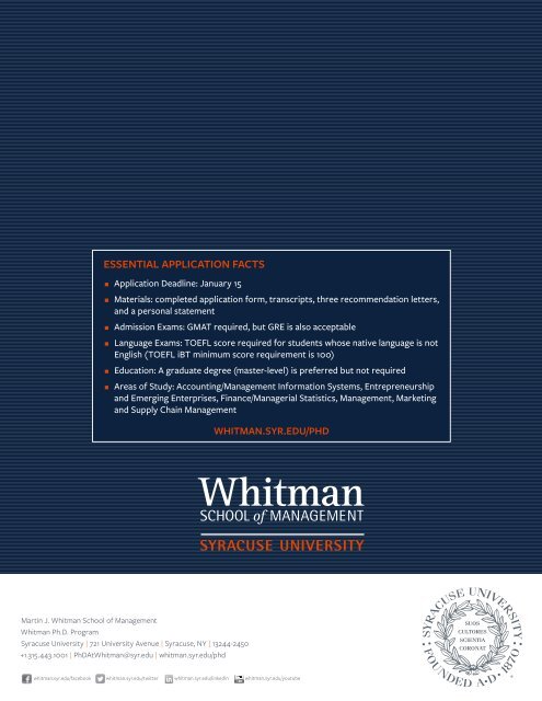 Whitman PhD Brochure