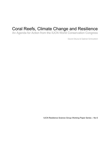 Obura2009-IUCN Congress report - Resilience sessions