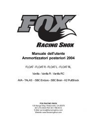 Manuale dell'utente Ammortizzatori posteriori 2004 - Fox Racing Shox